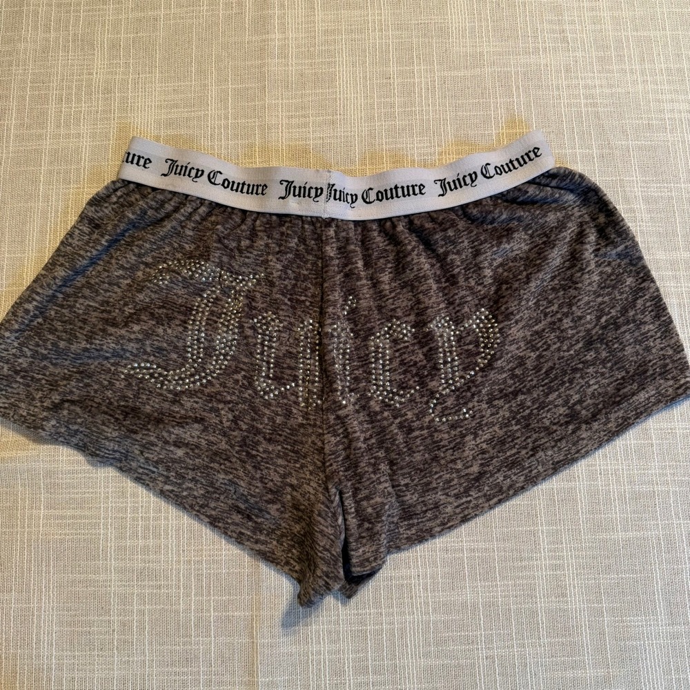 Juicy Couture Gray Heathered Rhinestone Logo Sleep Shorts Womens Small 1751-47 - Picture 1 of 7